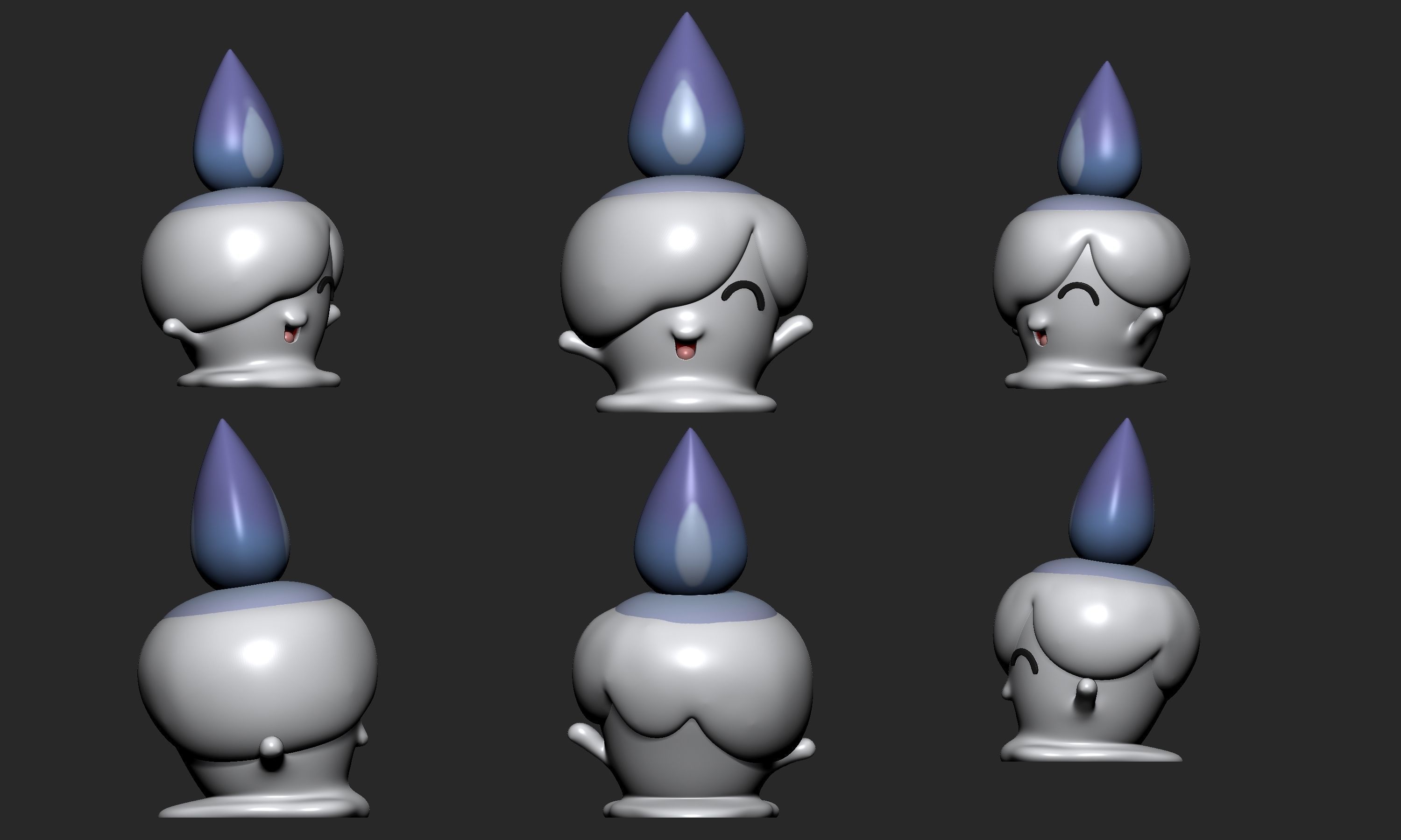 Pokemon - Litwick Lampent and Chandelure with 2 poses 3D print model_12
