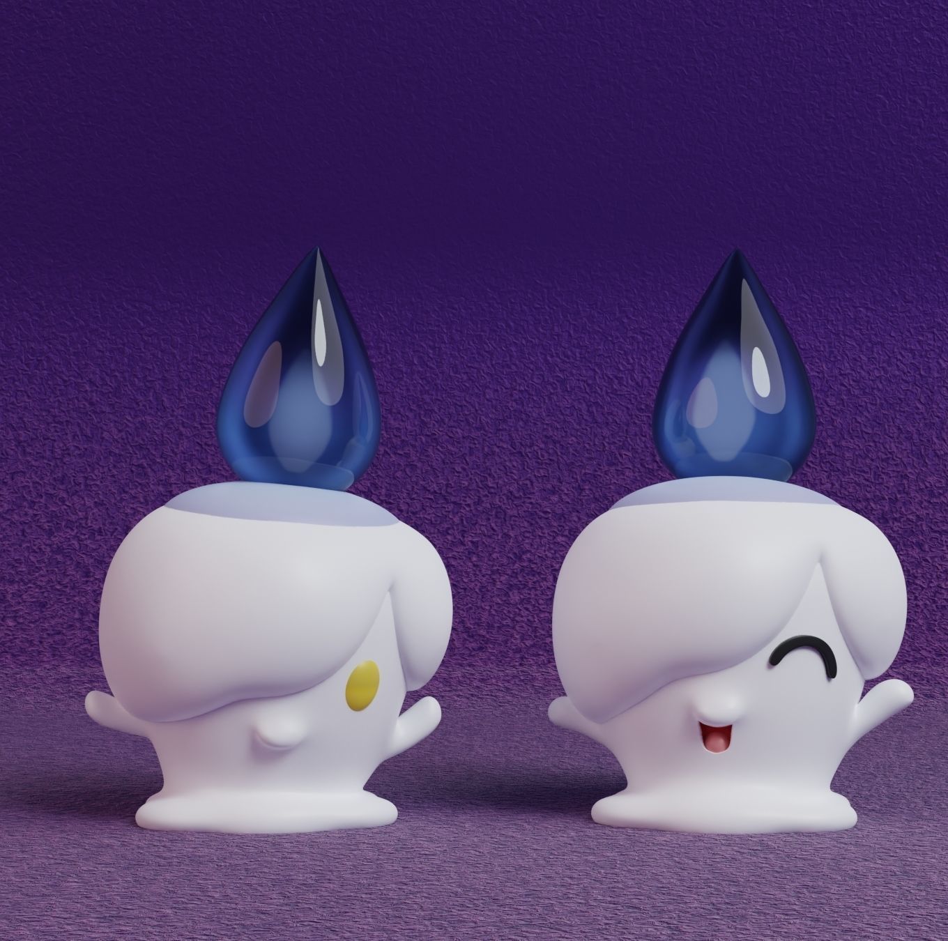 Pokemon - Litwick Lampent and Chandelure with 2 poses 3D print model_8