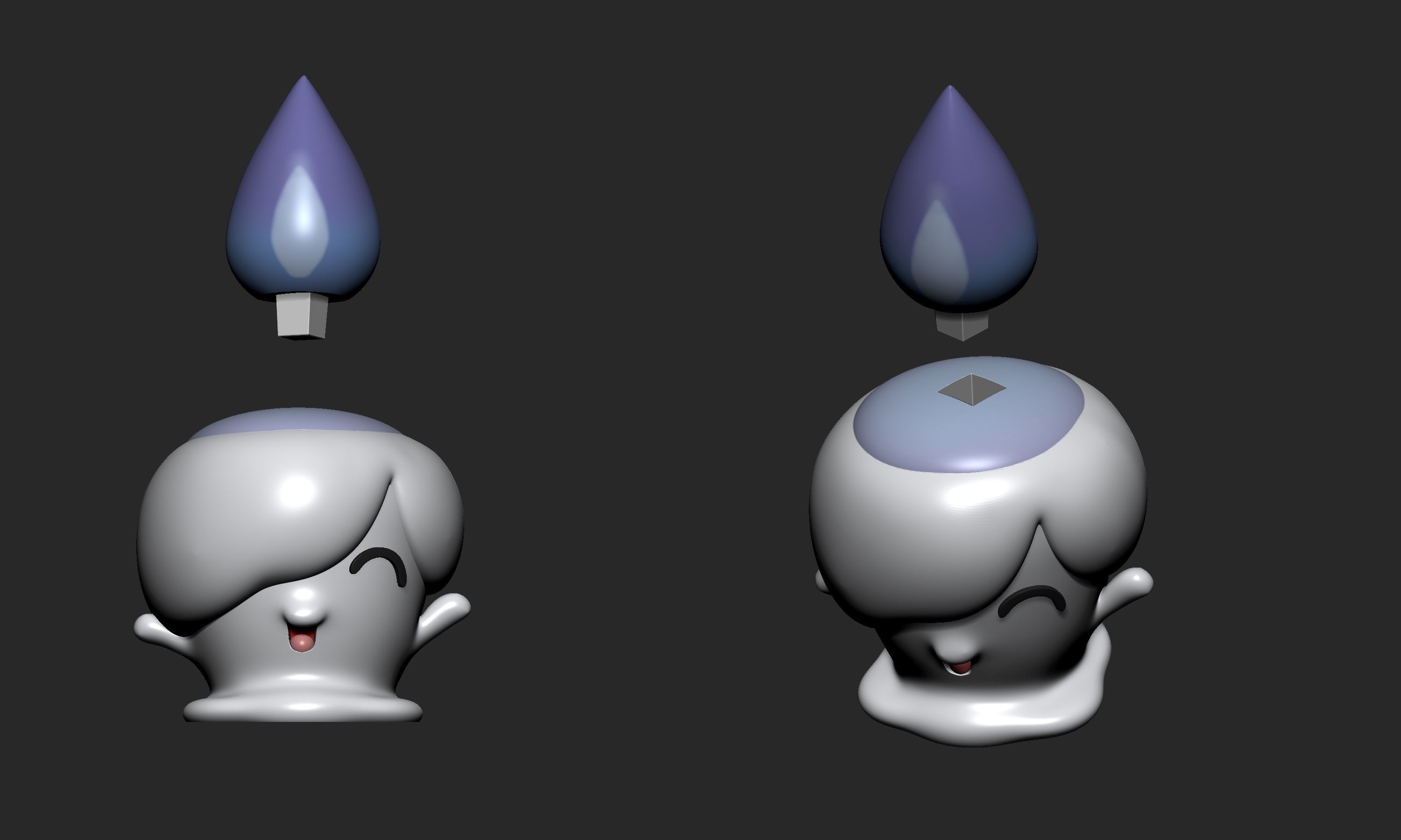 Pokemon - Litwick Lampent and Chandelure with 2 poses 3D print model_13