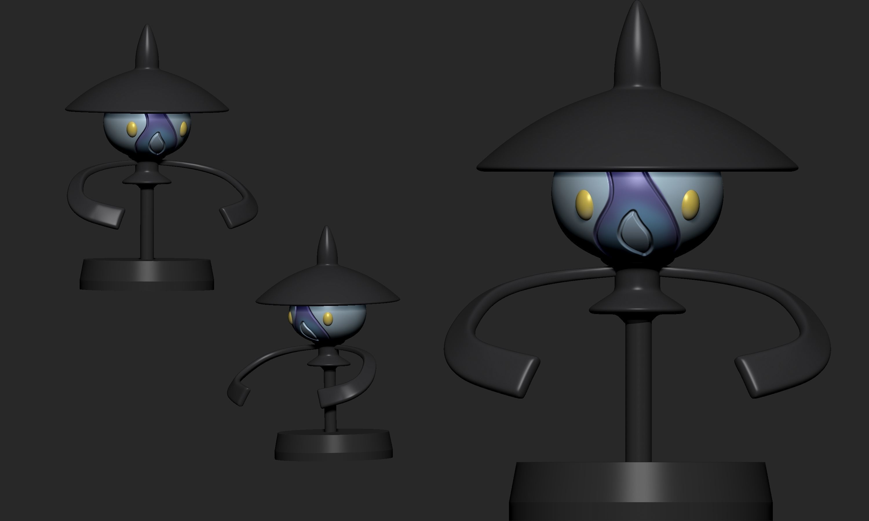 Pokemon - Litwick Lampent and Chandelure with 2 poses 3D print model_5