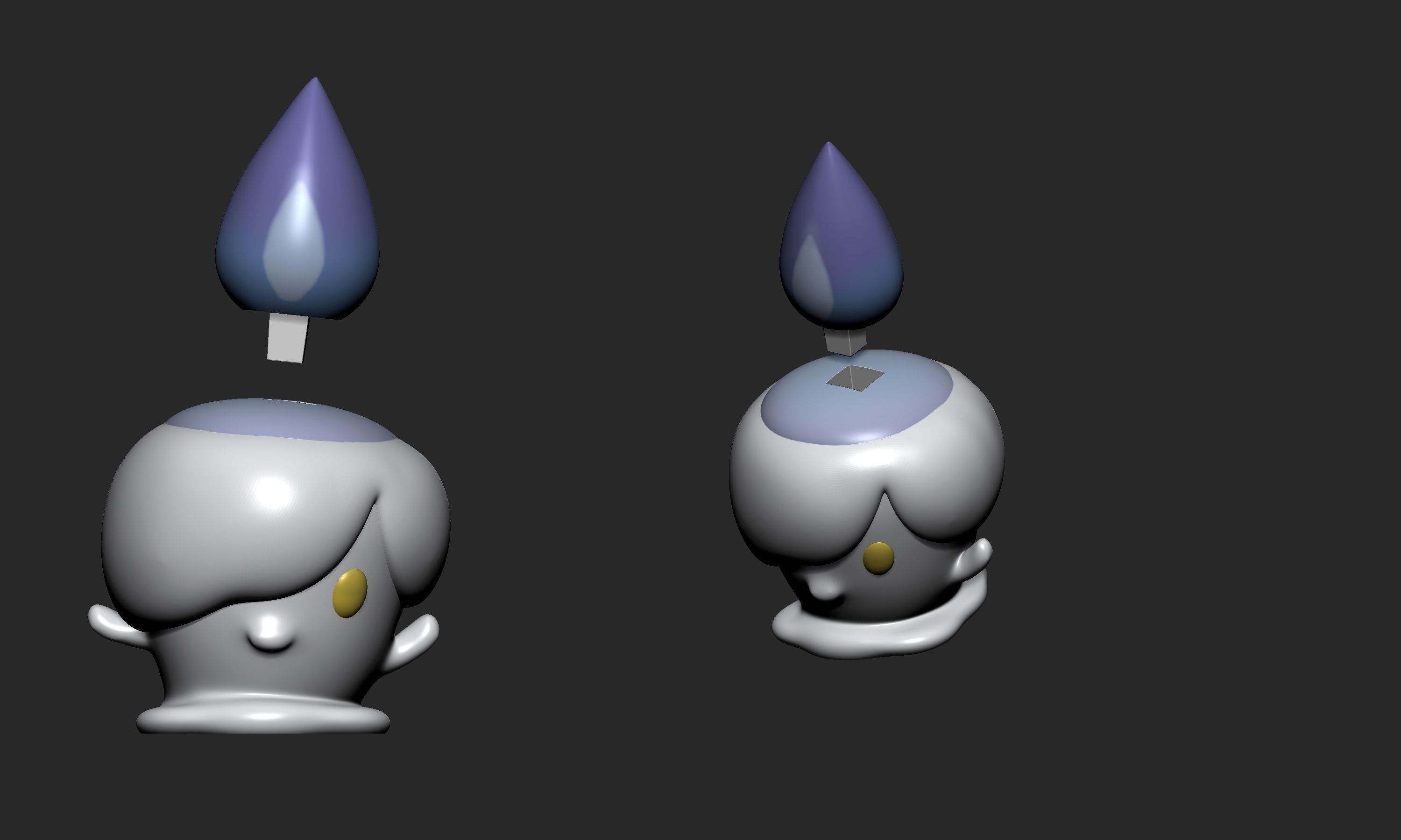 Pokemon - Litwick Lampent and Chandelure with 2 poses 3D print model_10