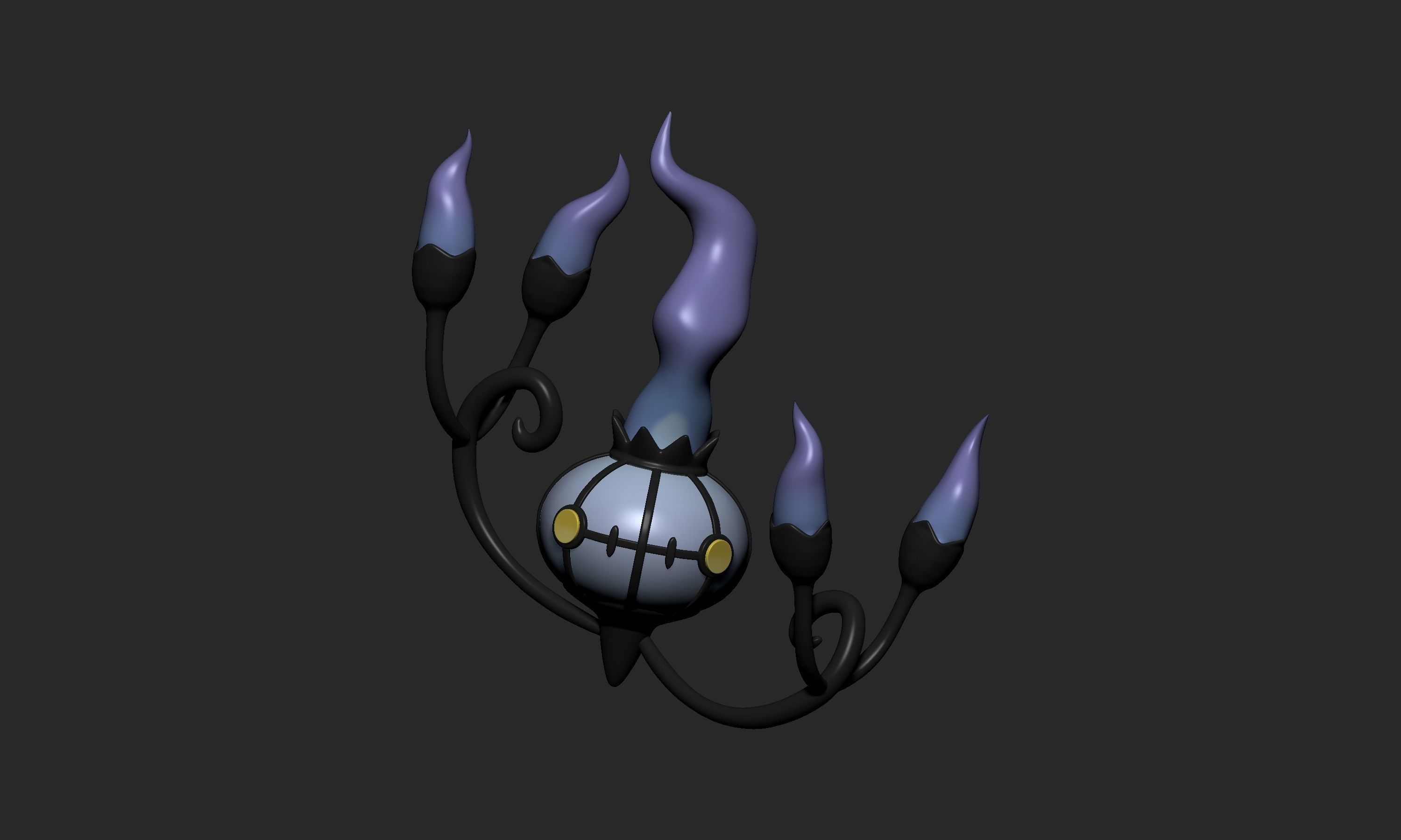 Pokemon - Litwick Lampent and Chandelure with 2 poses 3D print model_17