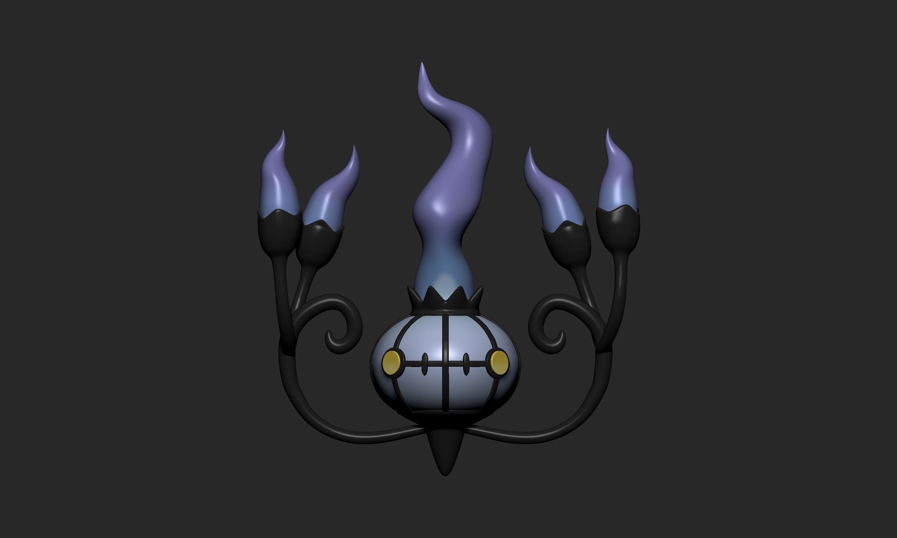 Pokemon - Litwick Lampent and Chandelure with 2 poses 3D print model_19