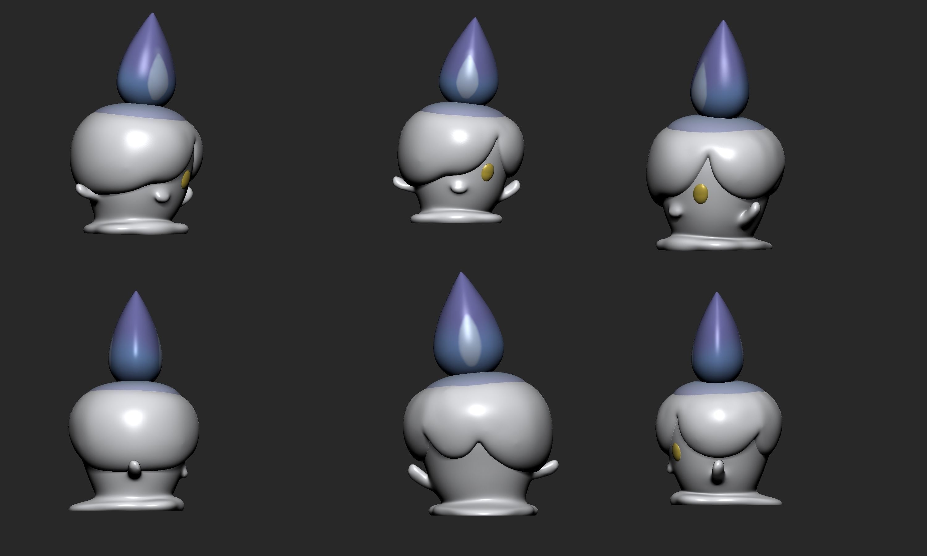 Pokemon - Litwick Lampent and Chandelure with 2 poses 3D print model_15