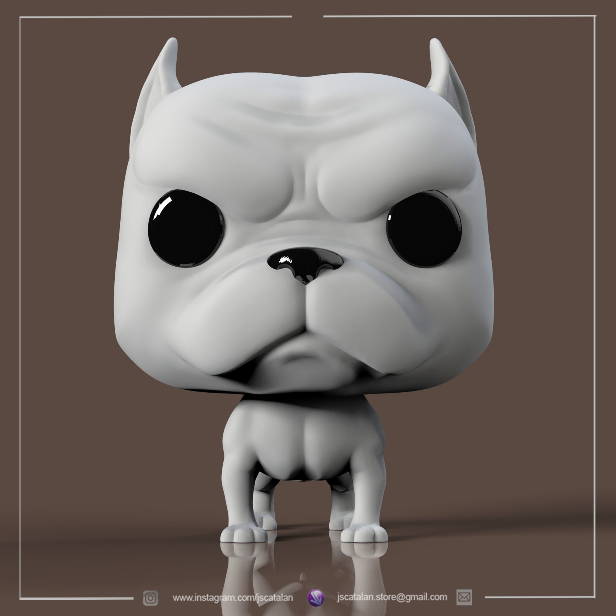 PITBULL V1 FUNKO POP DOG CUSTOM PETS 3D print model_3