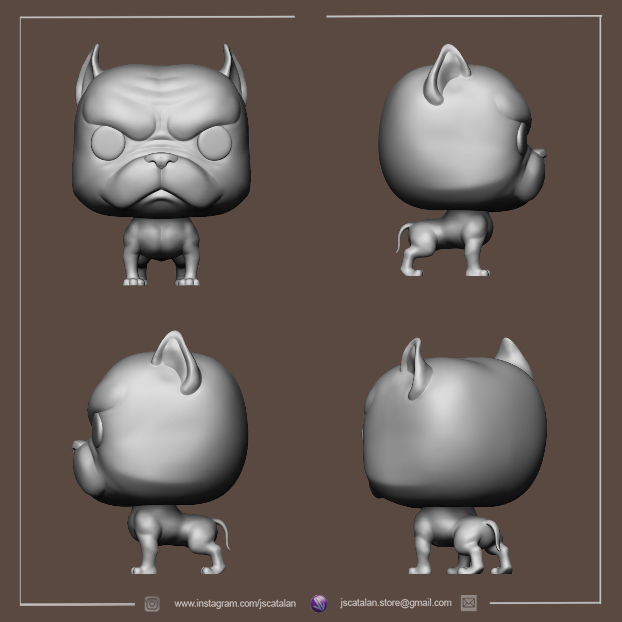 PITBULL V1 FUNKO POP DOG CUSTOM PETS 3D print model_2