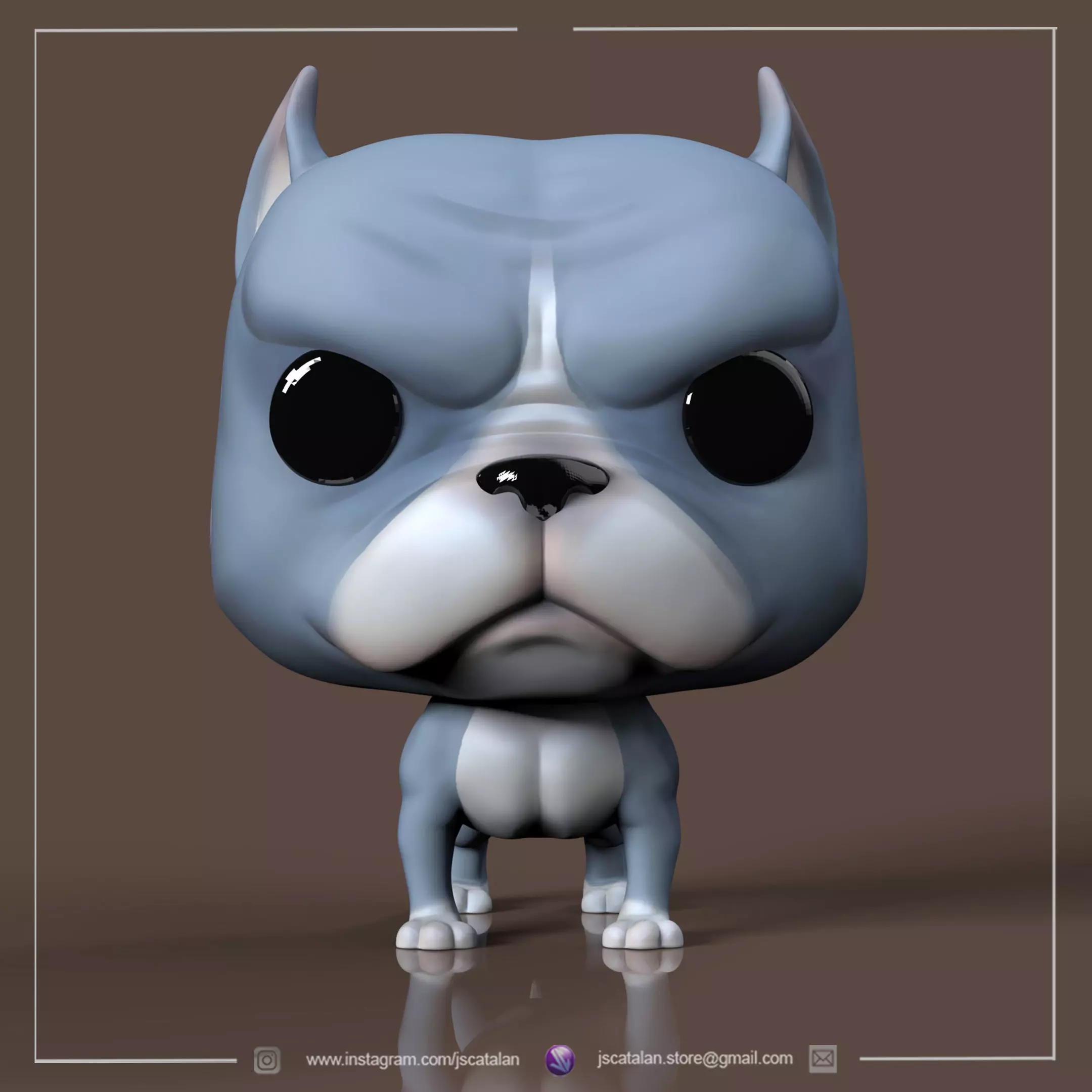 PITBULL V1 FUNKO POP DOG CUSTOM PETS 3D print model_0