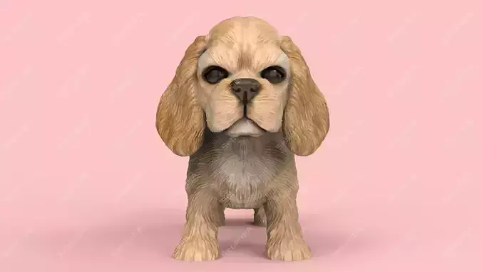Cute Puppy American Cocker Spaniel STL and VRML 3D print model