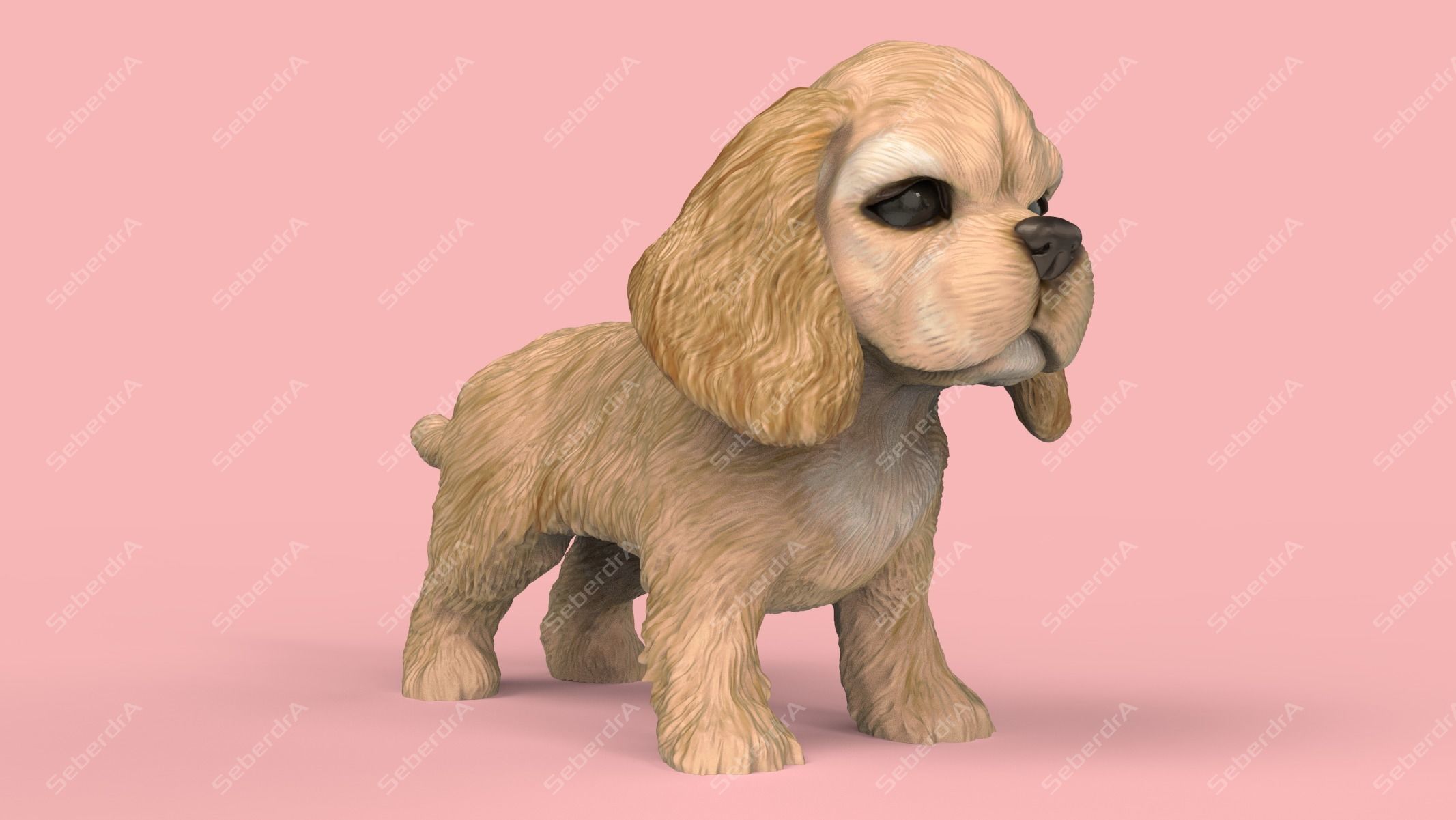 Cute Puppy American Cocker Spaniel STL and VRML 3D print model_1