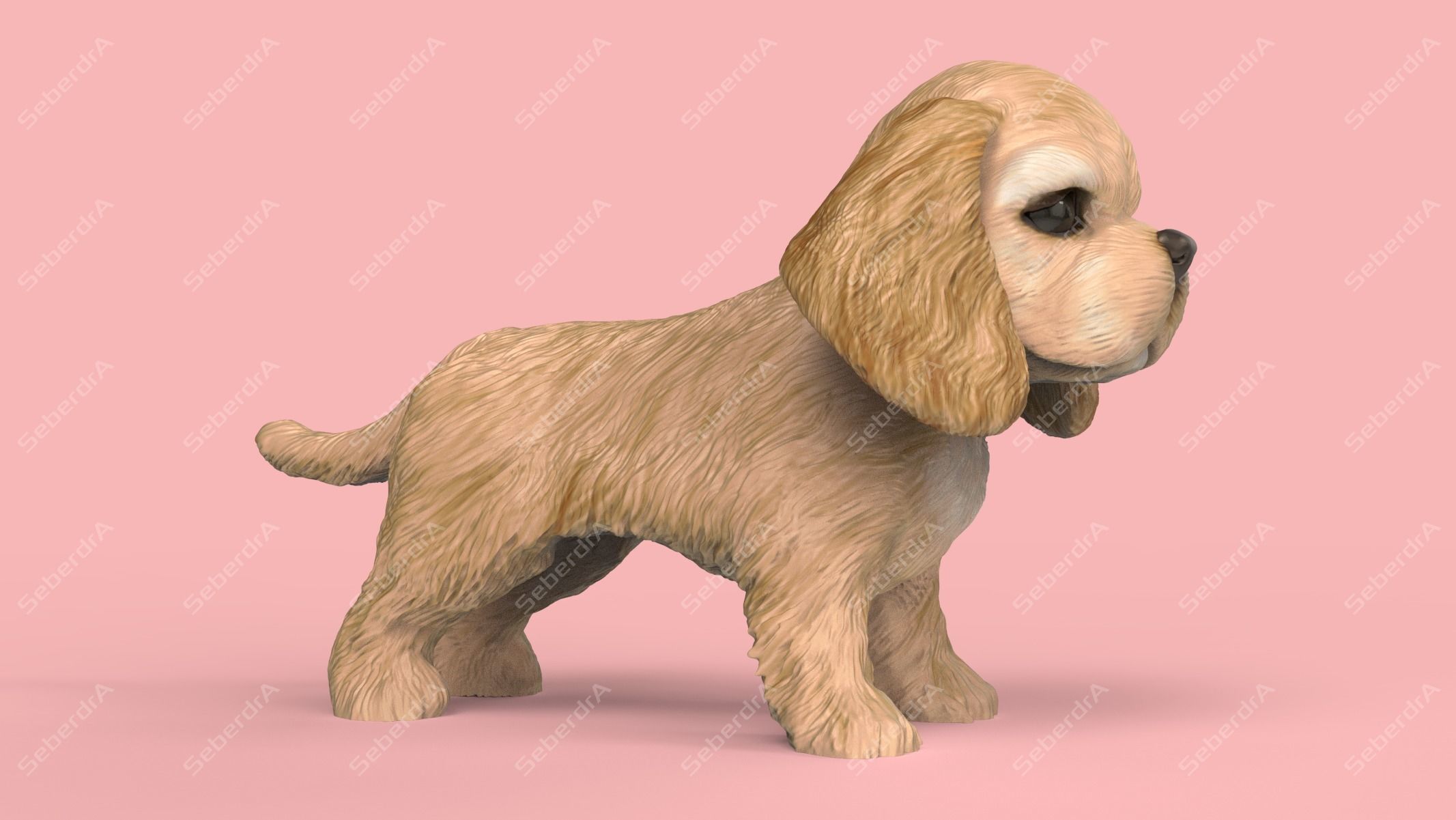 Cute Puppy American Cocker Spaniel STL and VRML 3D print model_2