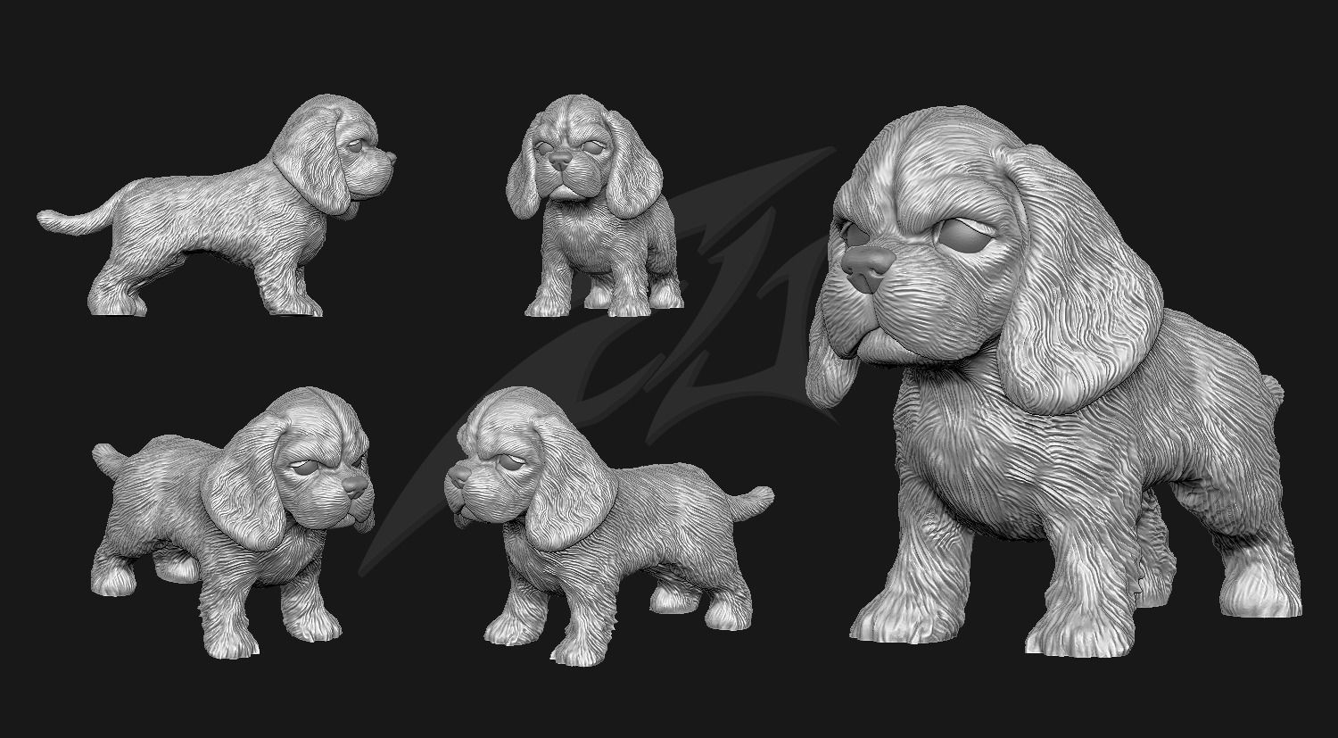 Cute Puppy American Cocker Spaniel STL and VRML 3D print model_4
