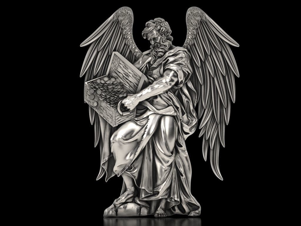 Saint Matthew with wings Relief 3D print model_2
