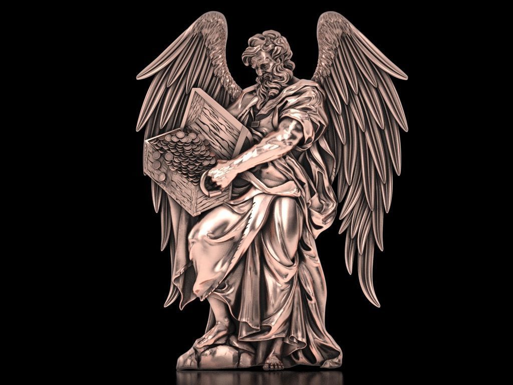 Saint Matthew with wings Relief 3D print model_8
