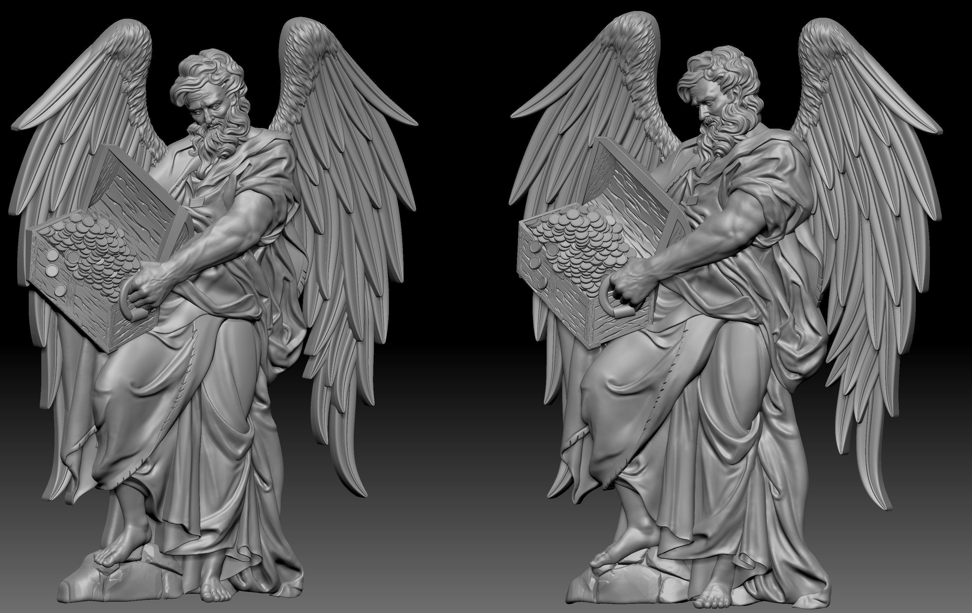 Saint Matthew with wings Relief 3D print model_4