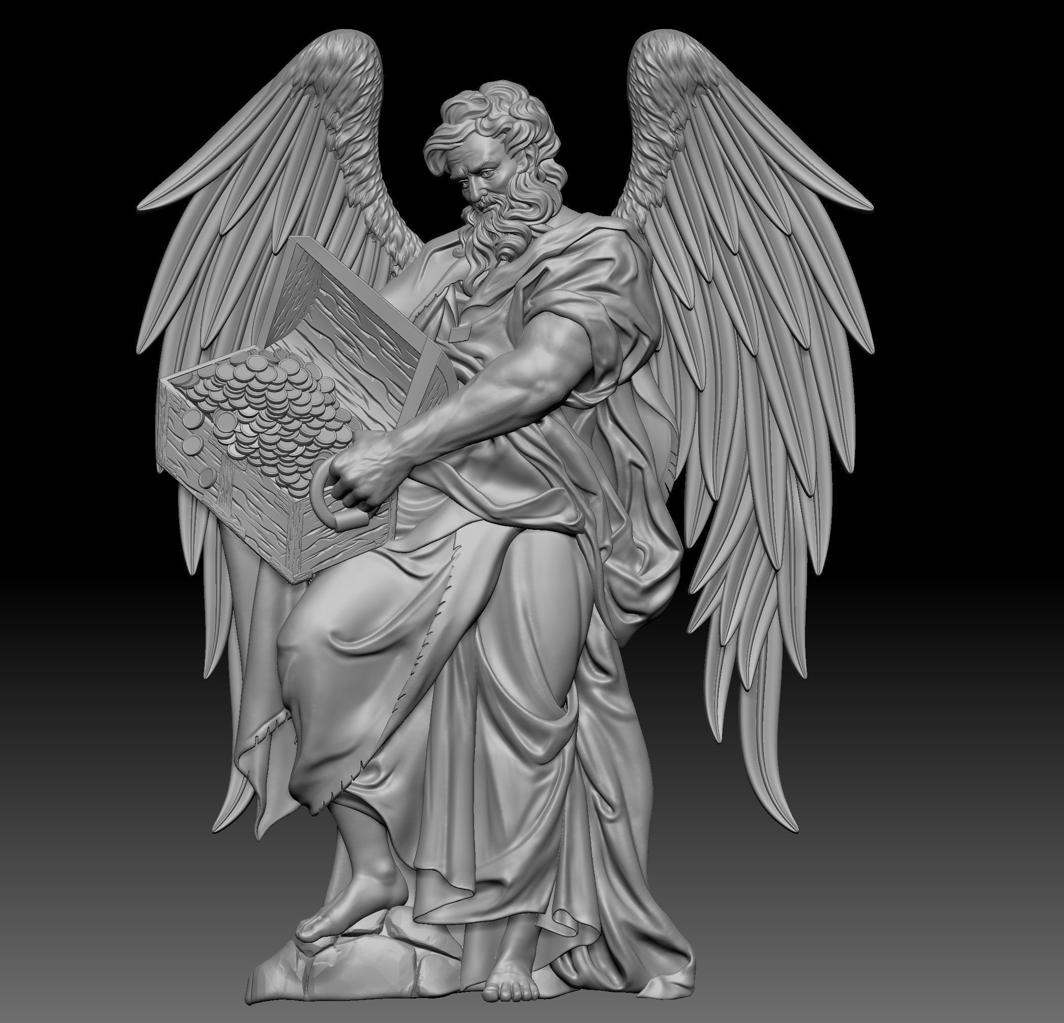 Saint Matthew with wings Relief 3D print model_3