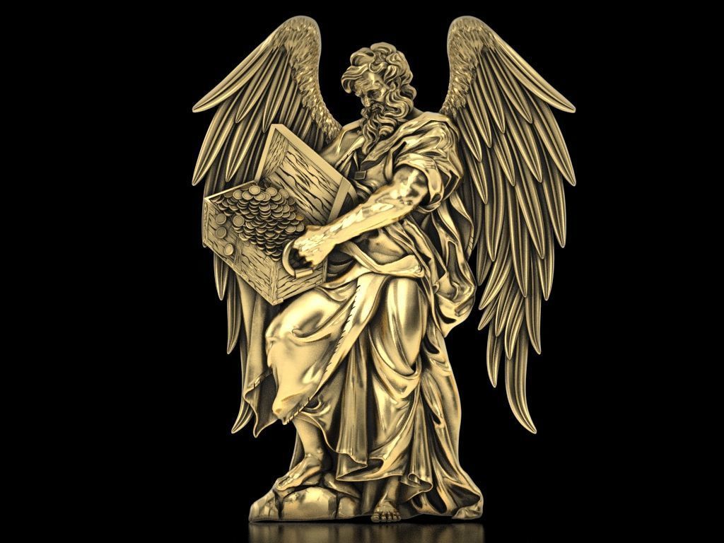 Saint Matthew with wings Relief 3D print model_1
