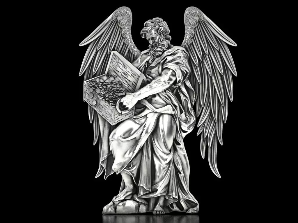 Saint Matthew with wings Relief 3D print model_0