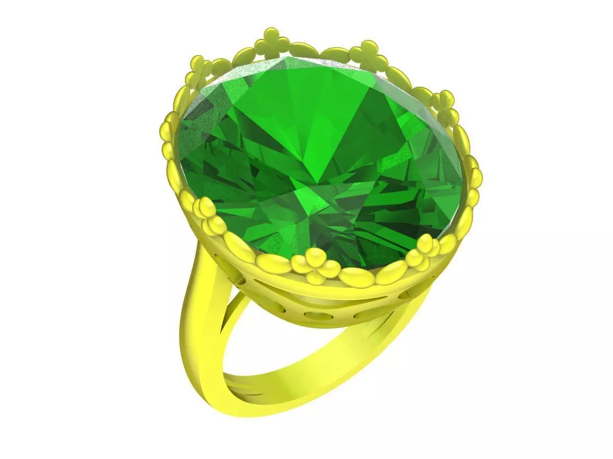 Stone Rings Model Elegant Oval Gemstone Ring with Decorative Gallery 6541 3D model 3D ...