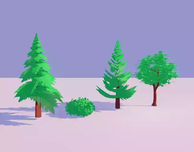 Stylized Cel Shaded Trees 3D model