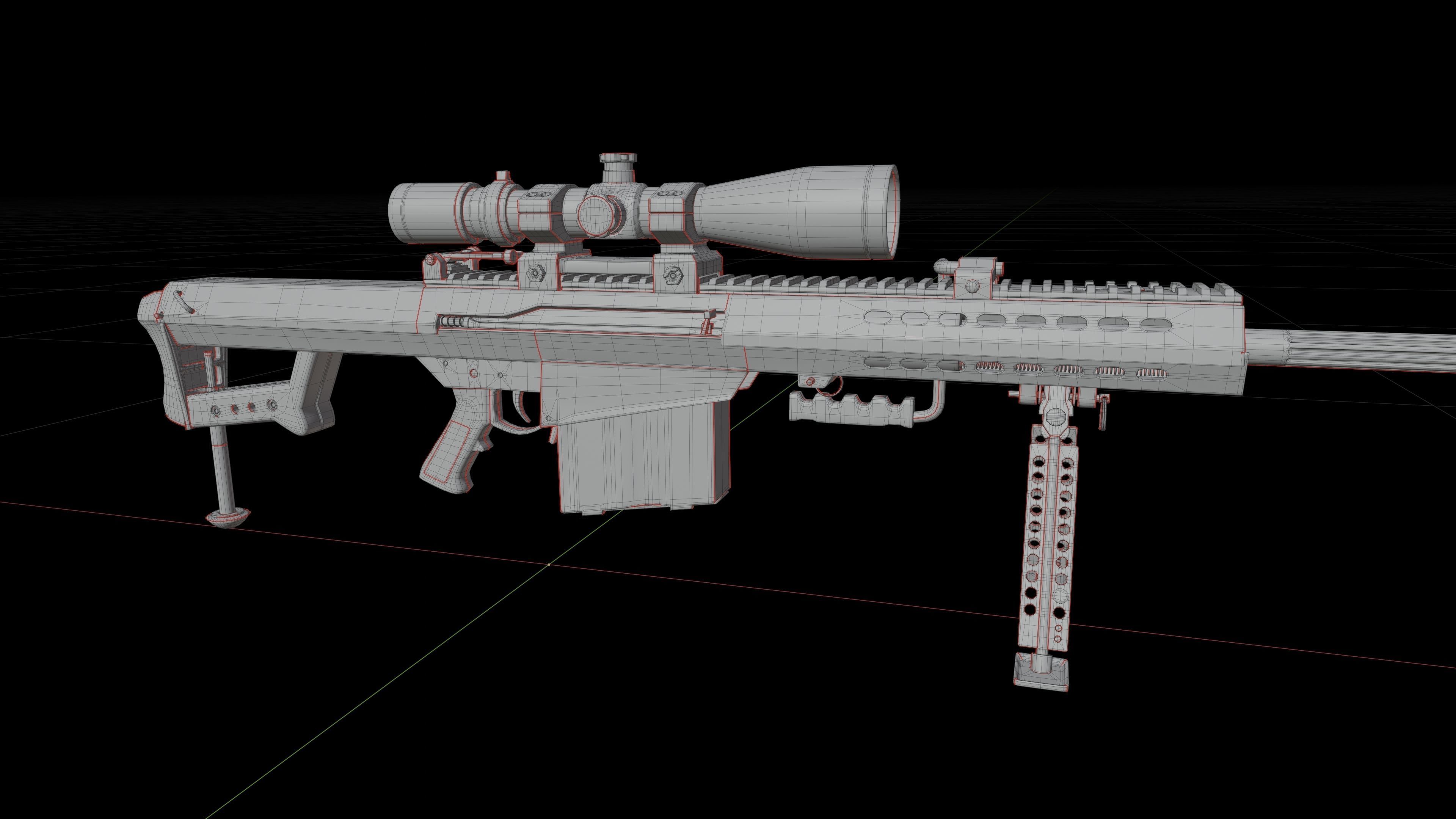 Sniper Rifle - Barrett M82A1 3D model_6