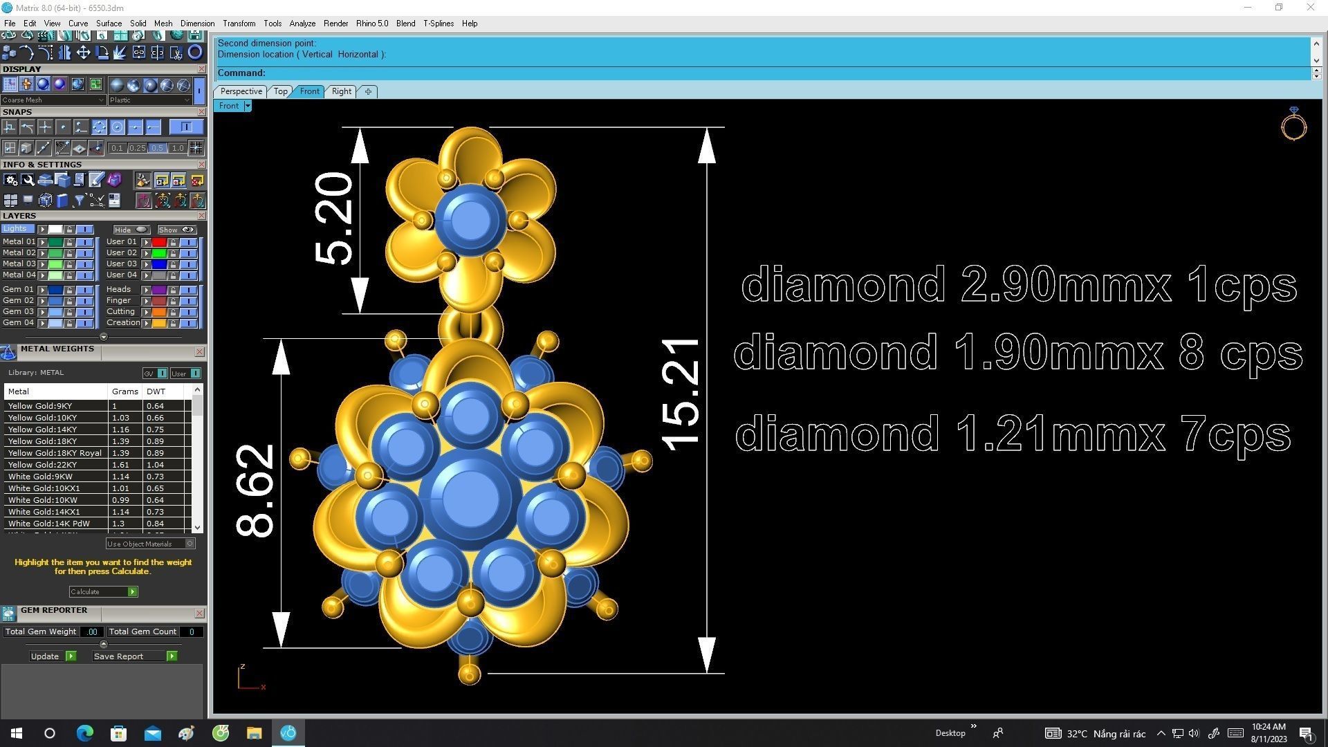 6550 Jewelry Art Flower Diamond Women Pendant 3D print model_6