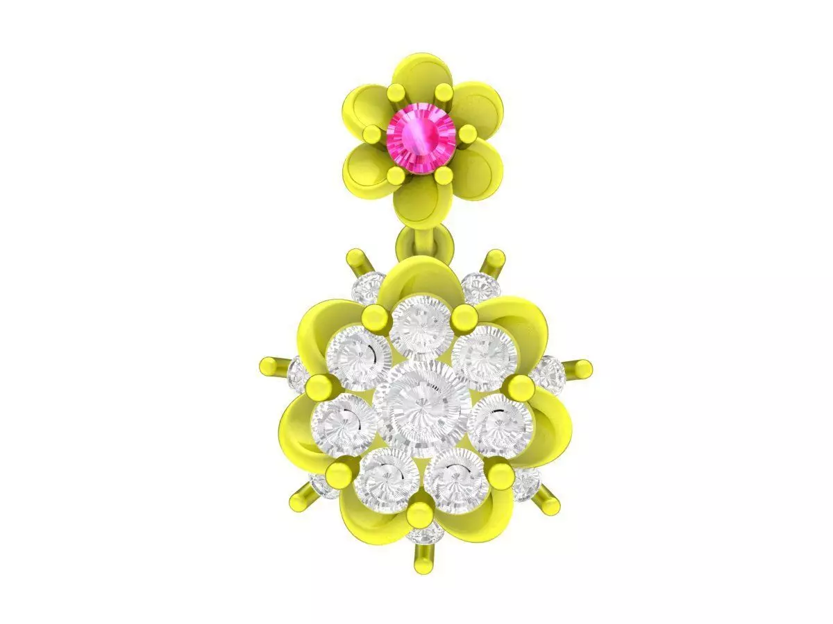 6550 Jewelry Art Flower Diamond Women Pendant 3D print model_0