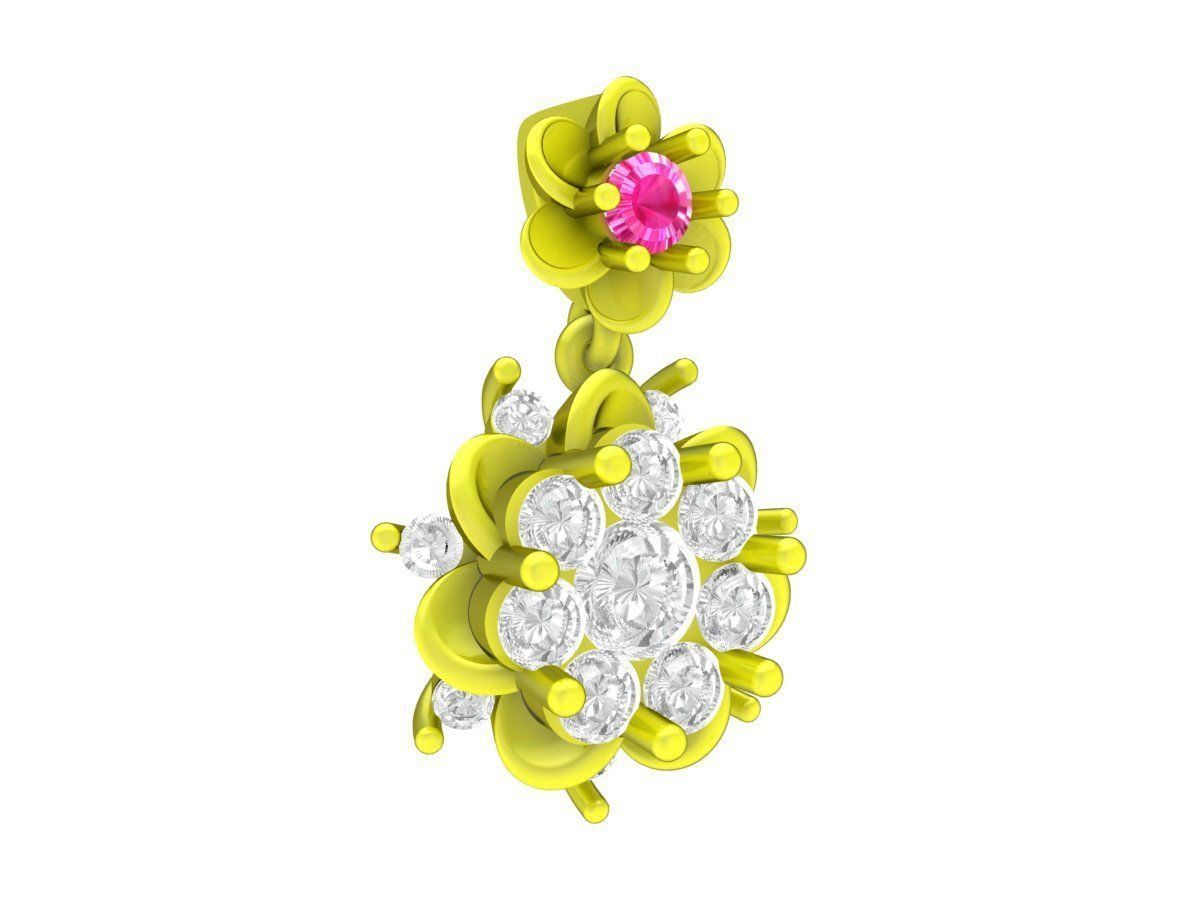 6550 Jewelry Art Flower Diamond Women Pendant 3D print model_4