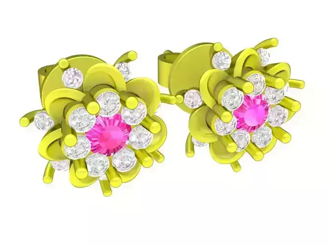 6551 Jewelry Art Flower Diamond Earrings