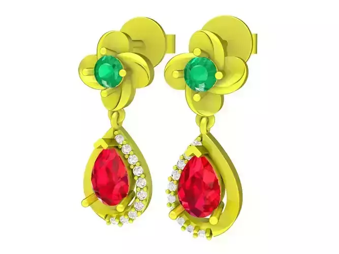 6552 Pear Diamond flower earring 