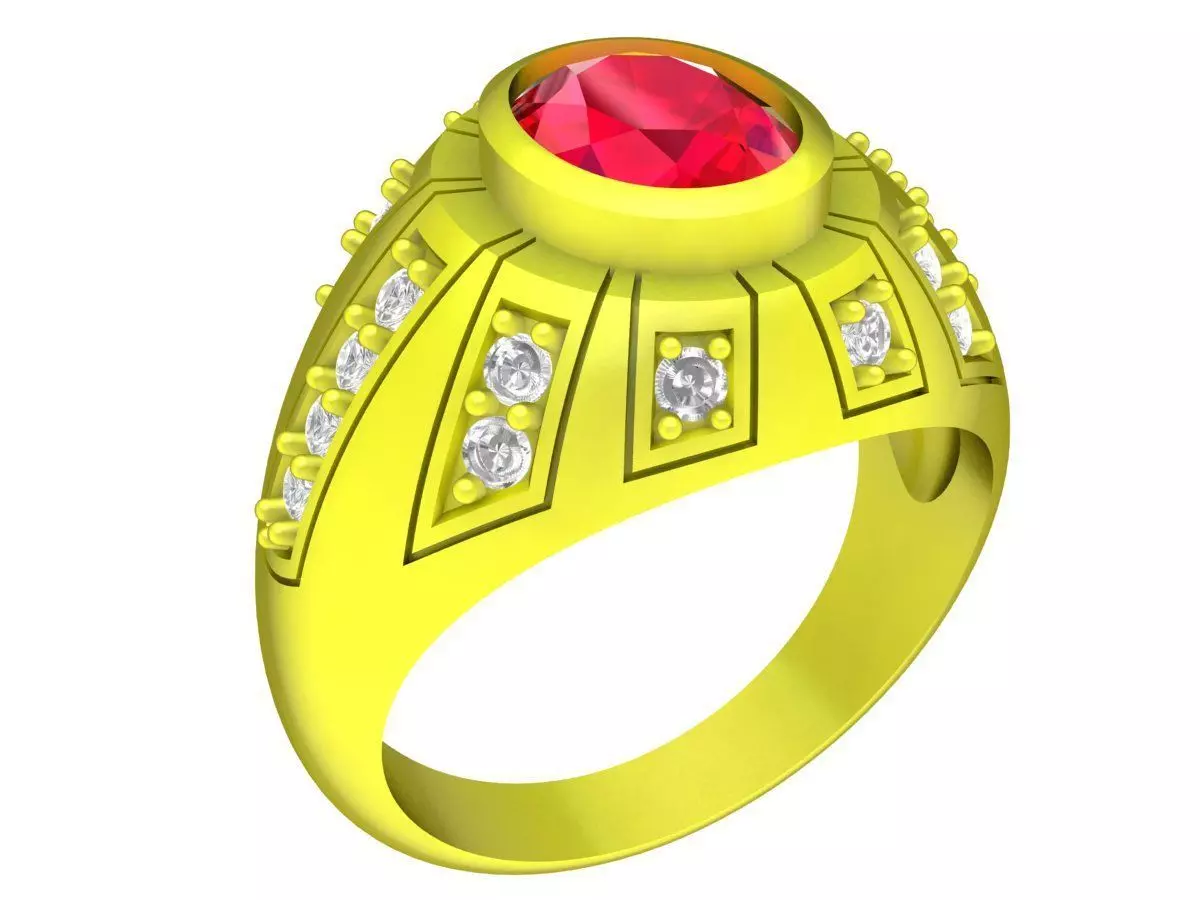 Bold Oval Gemstone Signet Ring for Men 6557 3D print model