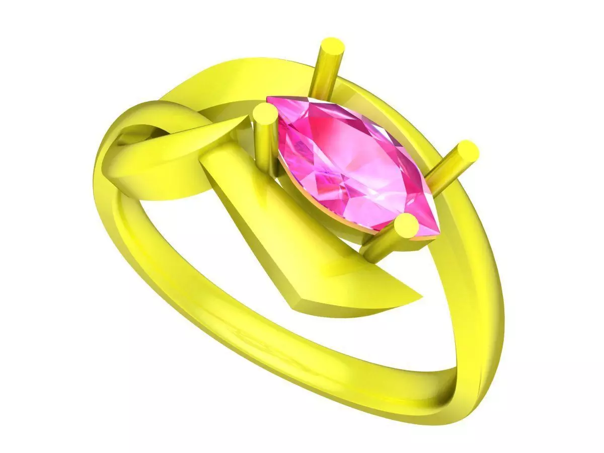 Modern Bypass Marquise Gemstone Ring for Women 6558 3D print model