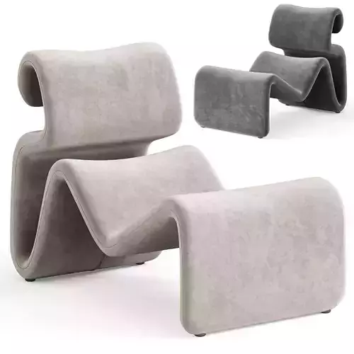 Artilleriet - Etcetera Fabric Lounge Chair and Footstool 3D model