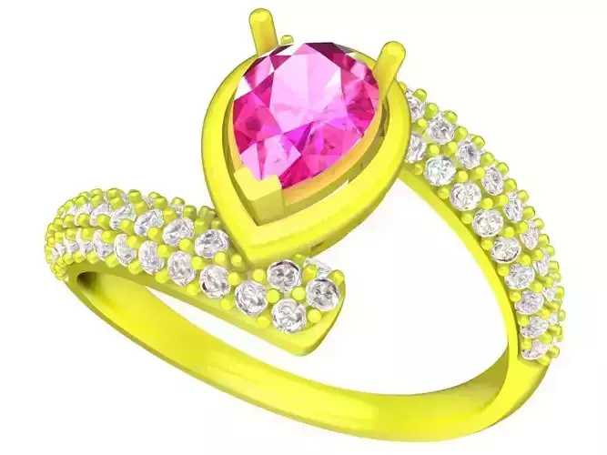 6562 Jewelry Art Fashion Pear Diamond Women Ring  3D print model
