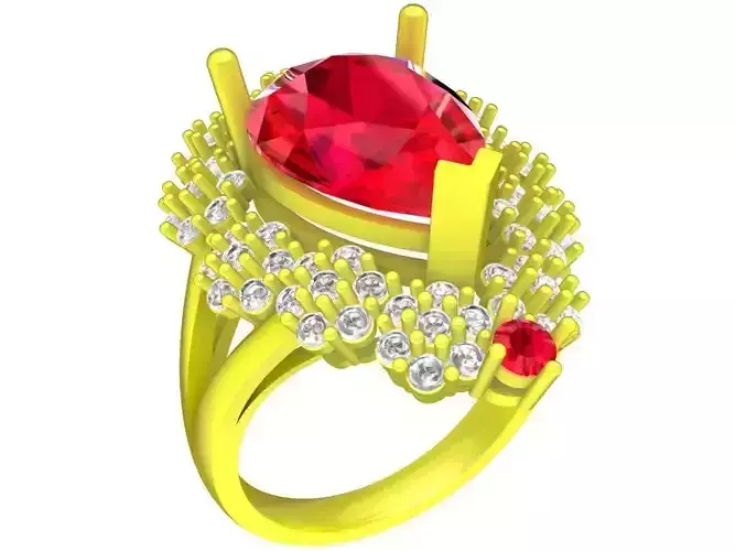 6563 JewelryArt Flower Pear Diamond Women Ring