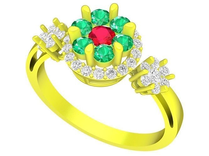 6564 Korean Style Diamond Women Ring 3D print model