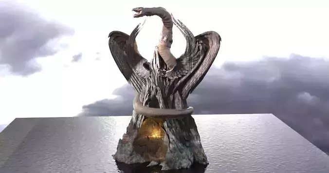 Curved Nephilim Serpant Winged cliffs 