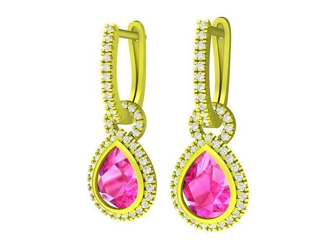 6575 Pear Diamond Women Earrings 3D print model