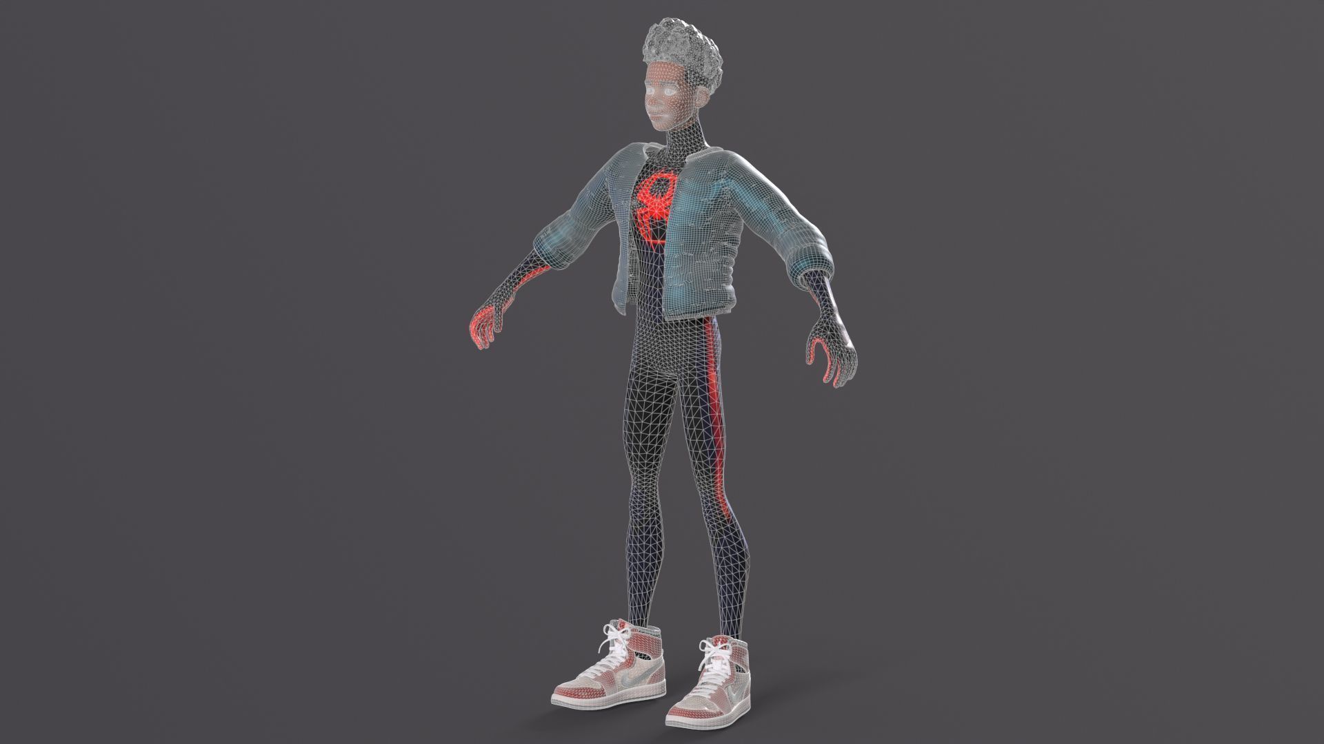 Miles Morales Spiderman PBR Animated model Low-poly 3D model_15