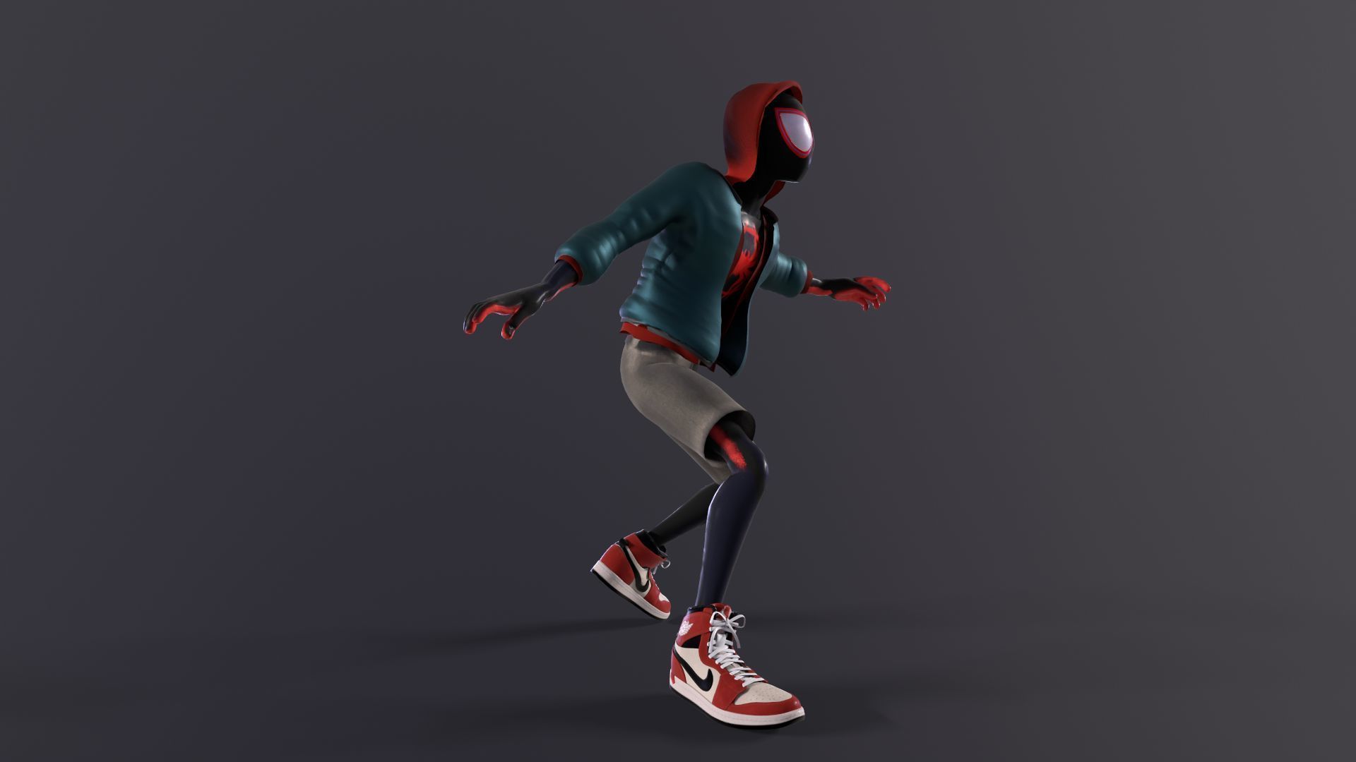 Miles Morales Spiderman PBR Animated model Low-poly 3D model_7