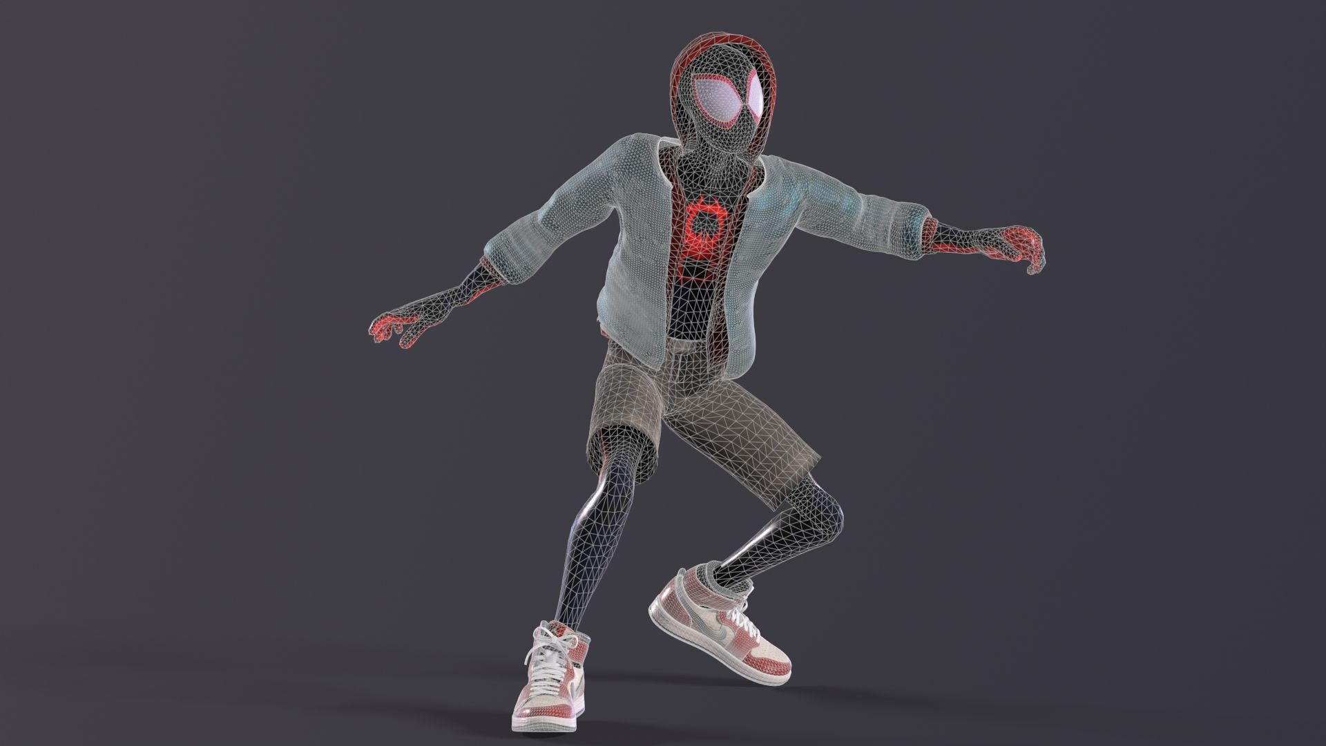 Miles Morales Spiderman PBR Animated model Low-poly 3D model_10