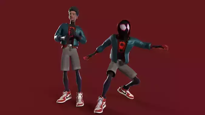 Miles Morales Spiderman PBR Animated model