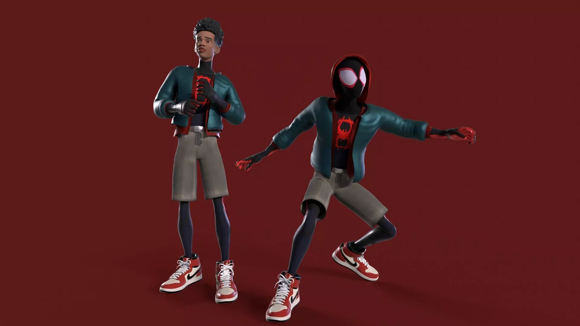 Miles Morales Spiderman PBR Animated model Low-poly 3D model_0