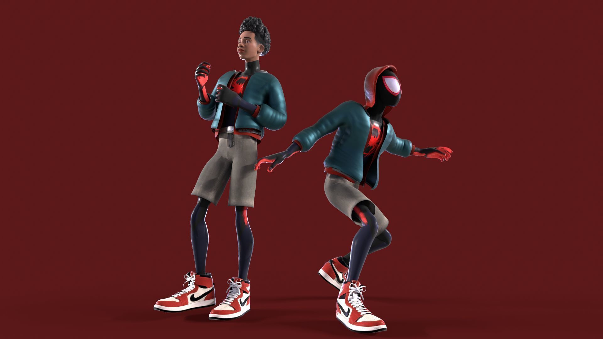 Miles Morales Spiderman PBR Animated model Low-poly 3D model_24