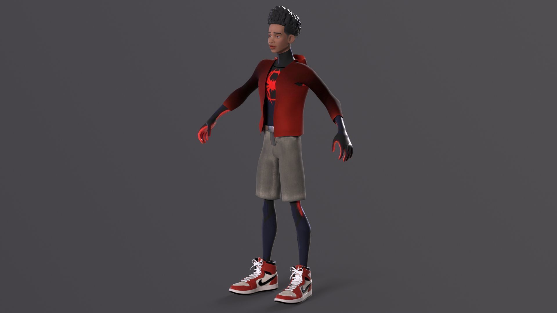 Miles Morales Spiderman PBR Animated model Low-poly 3D model_12