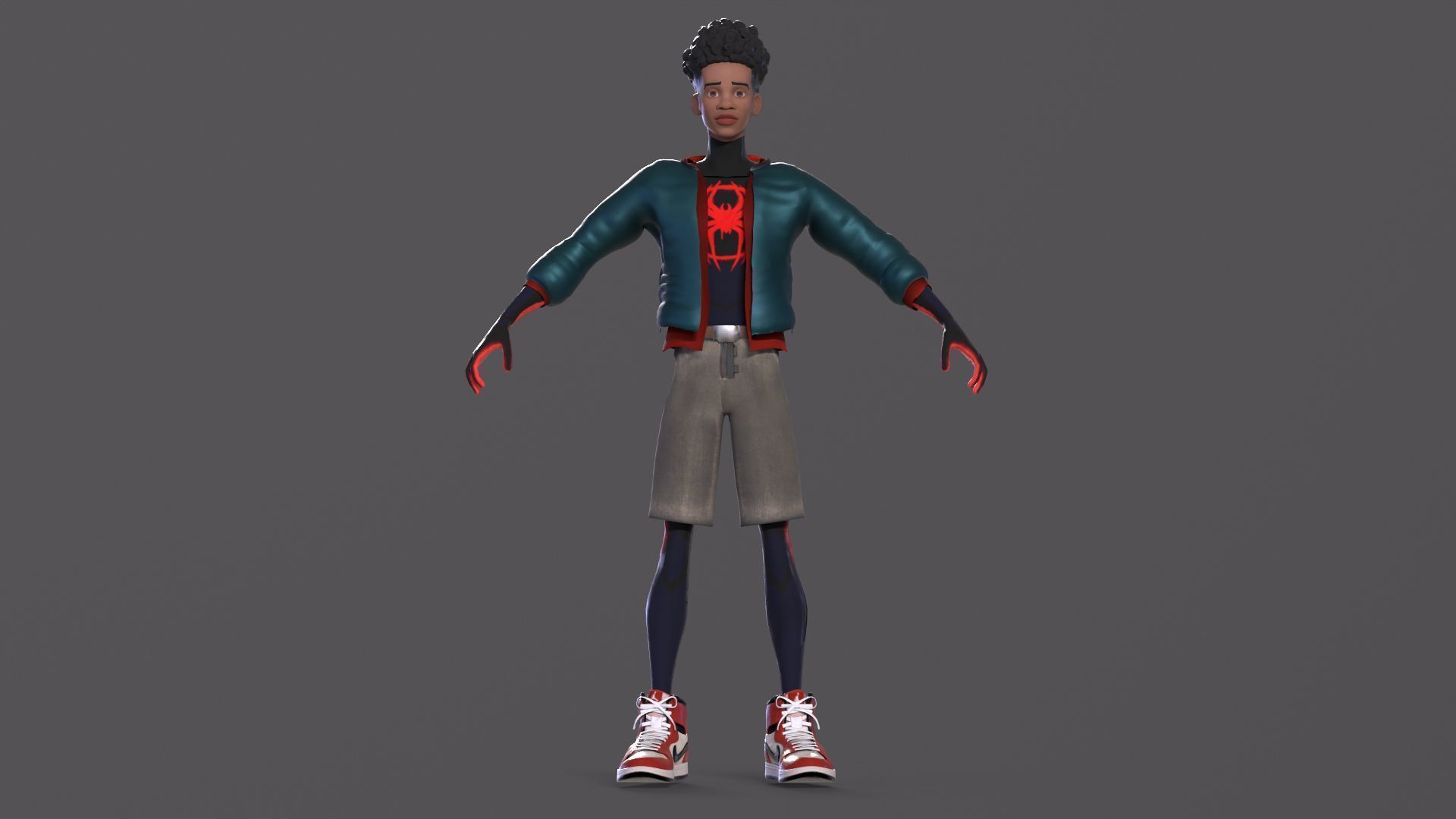 Miles Morales Spiderman PBR Animated model Low-poly 3D model_11