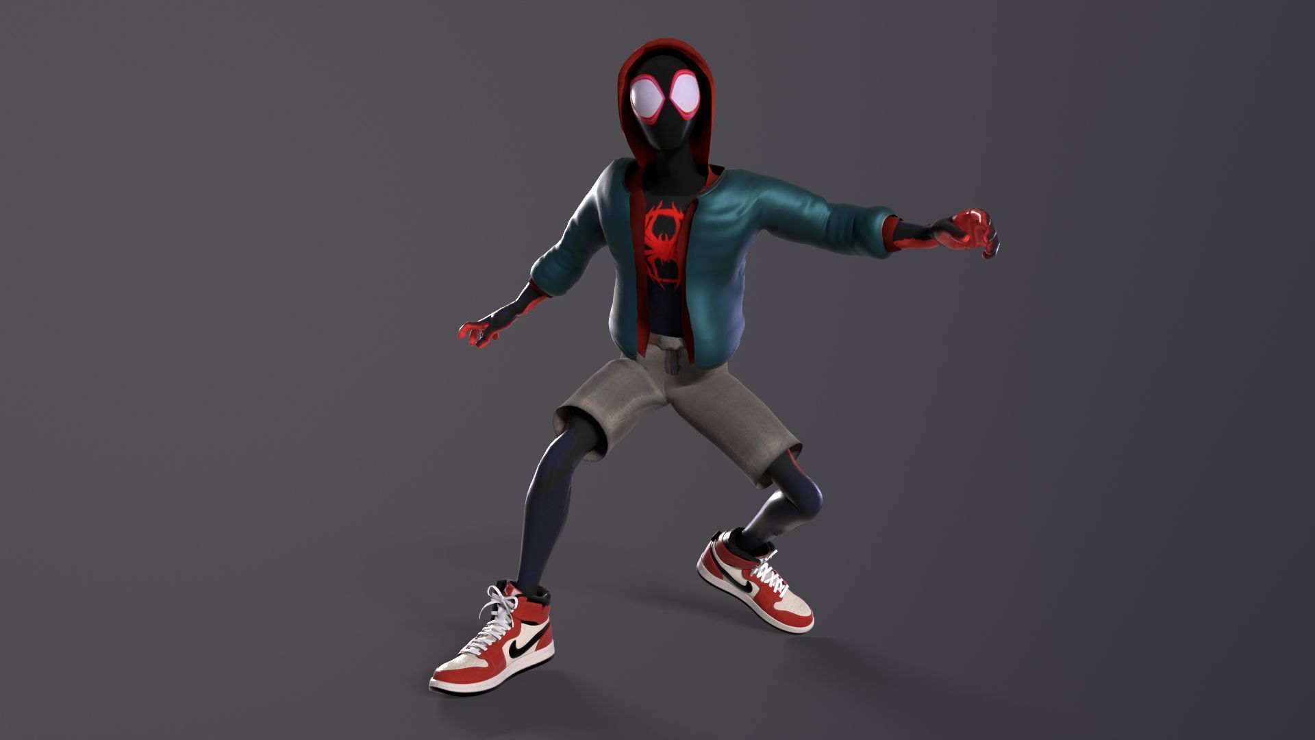 Miles Morales Spiderman PBR Animated model Low-poly 3D model_2
