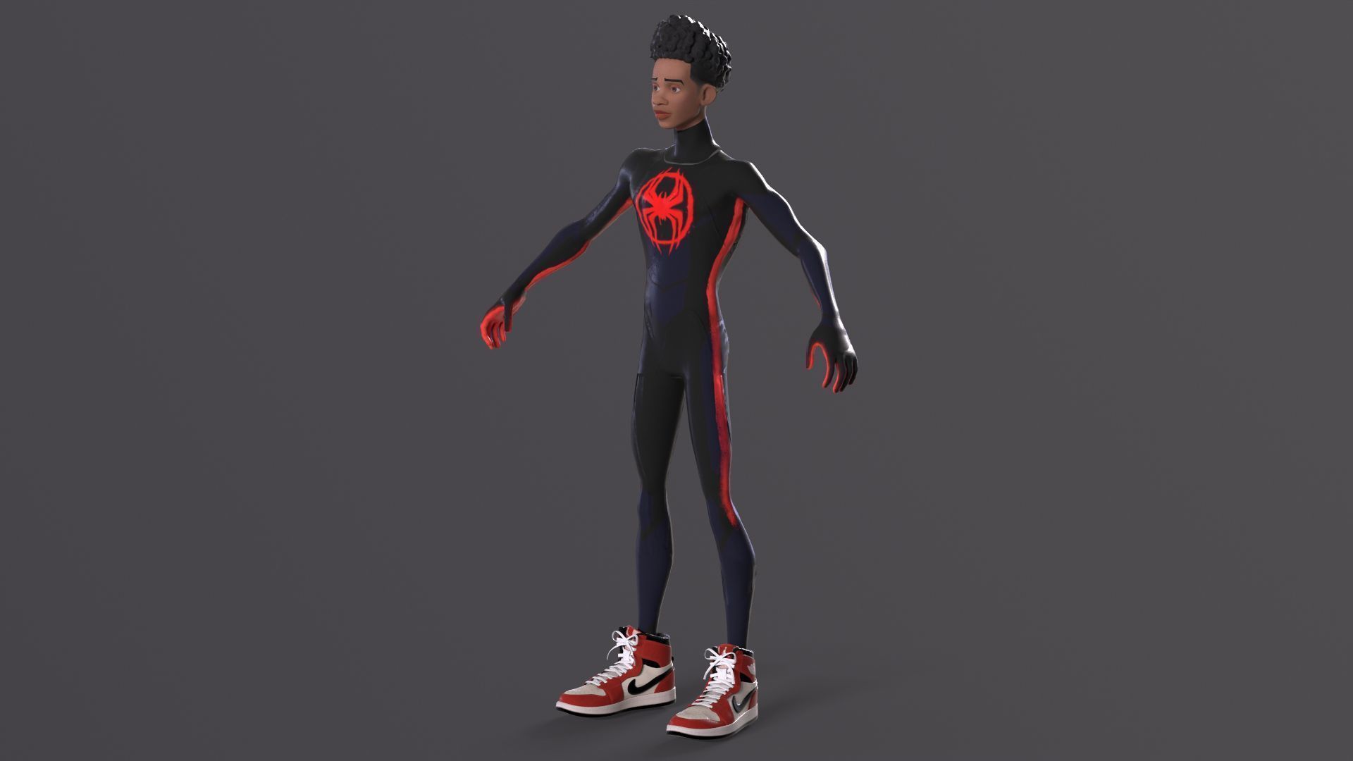 Miles Morales Spiderman PBR Animated model Low-poly 3D model_16