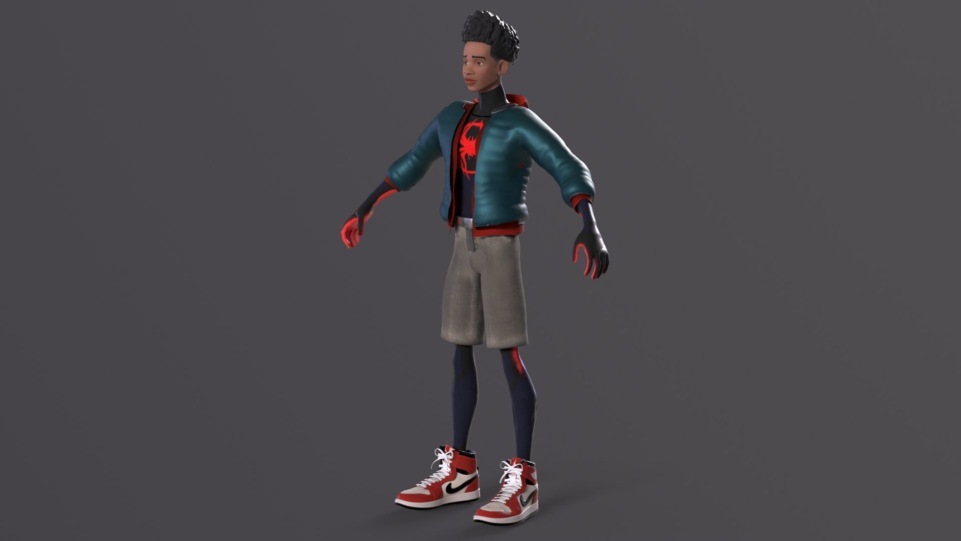 Miles Morales Spiderman PBR Animated model Low-poly 3D model_13