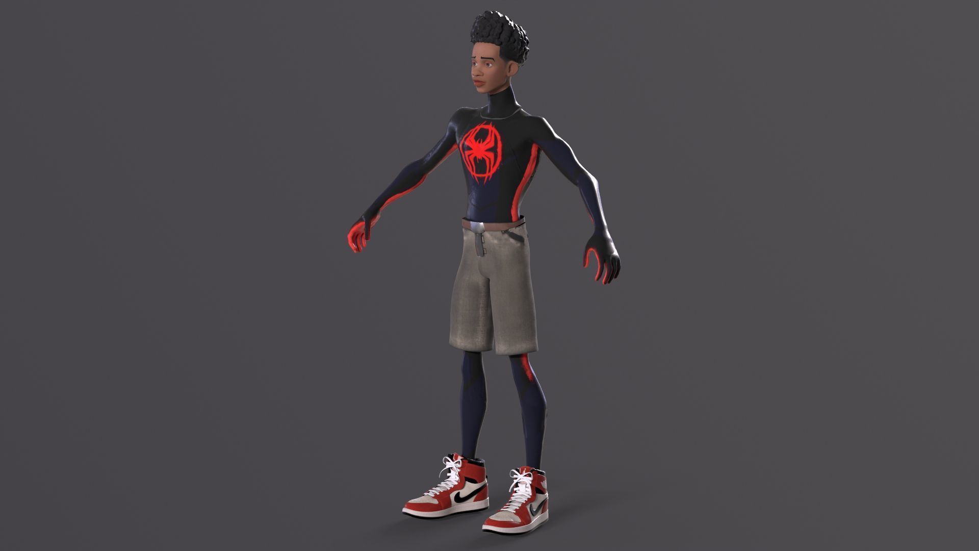 Miles Morales Spiderman PBR Animated model Low-poly 3D model_14