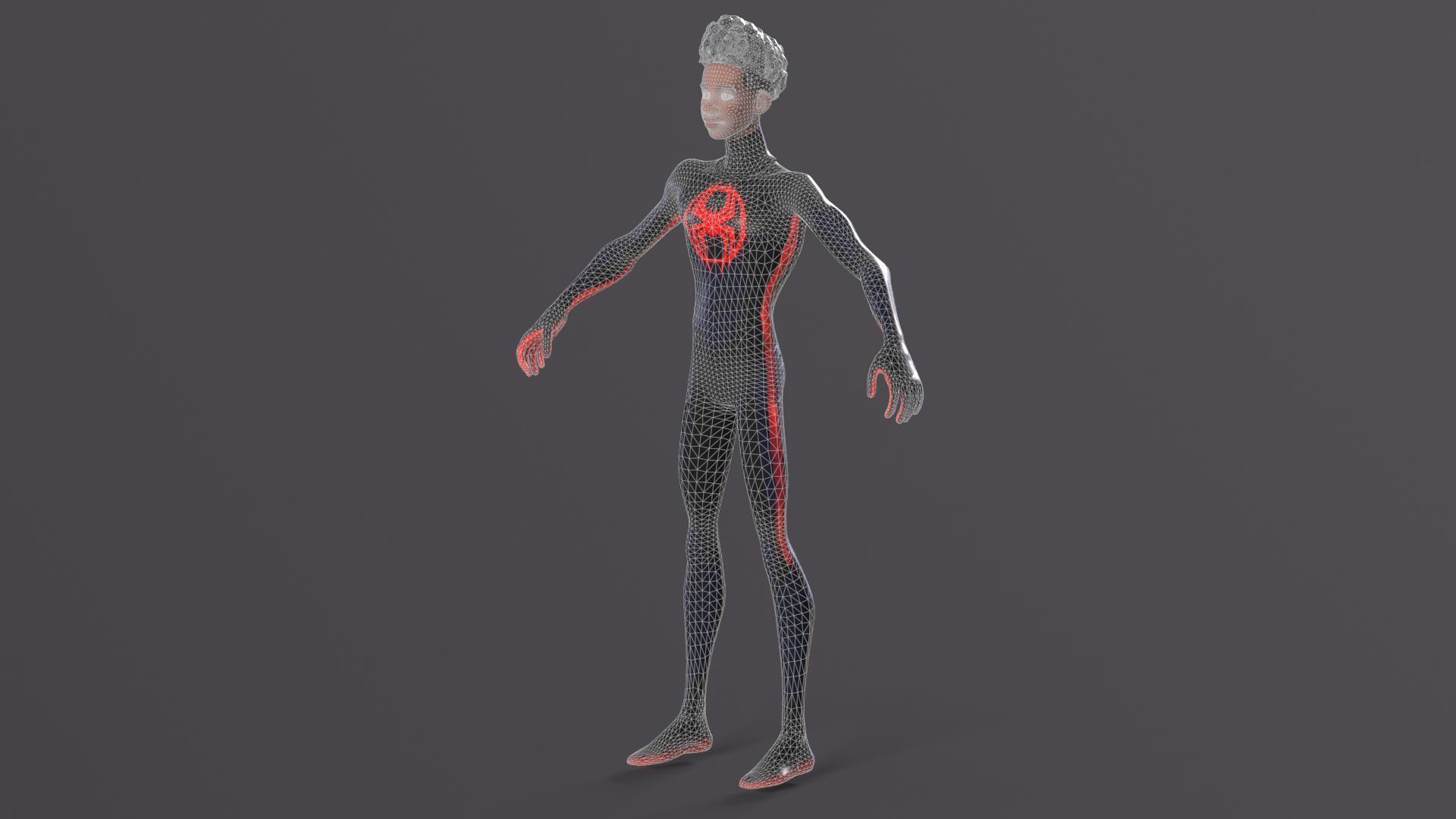Miles Morales Spiderman PBR Animated model Low-poly 3D model_18